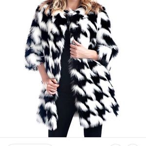 Black white fox /faux fur coat